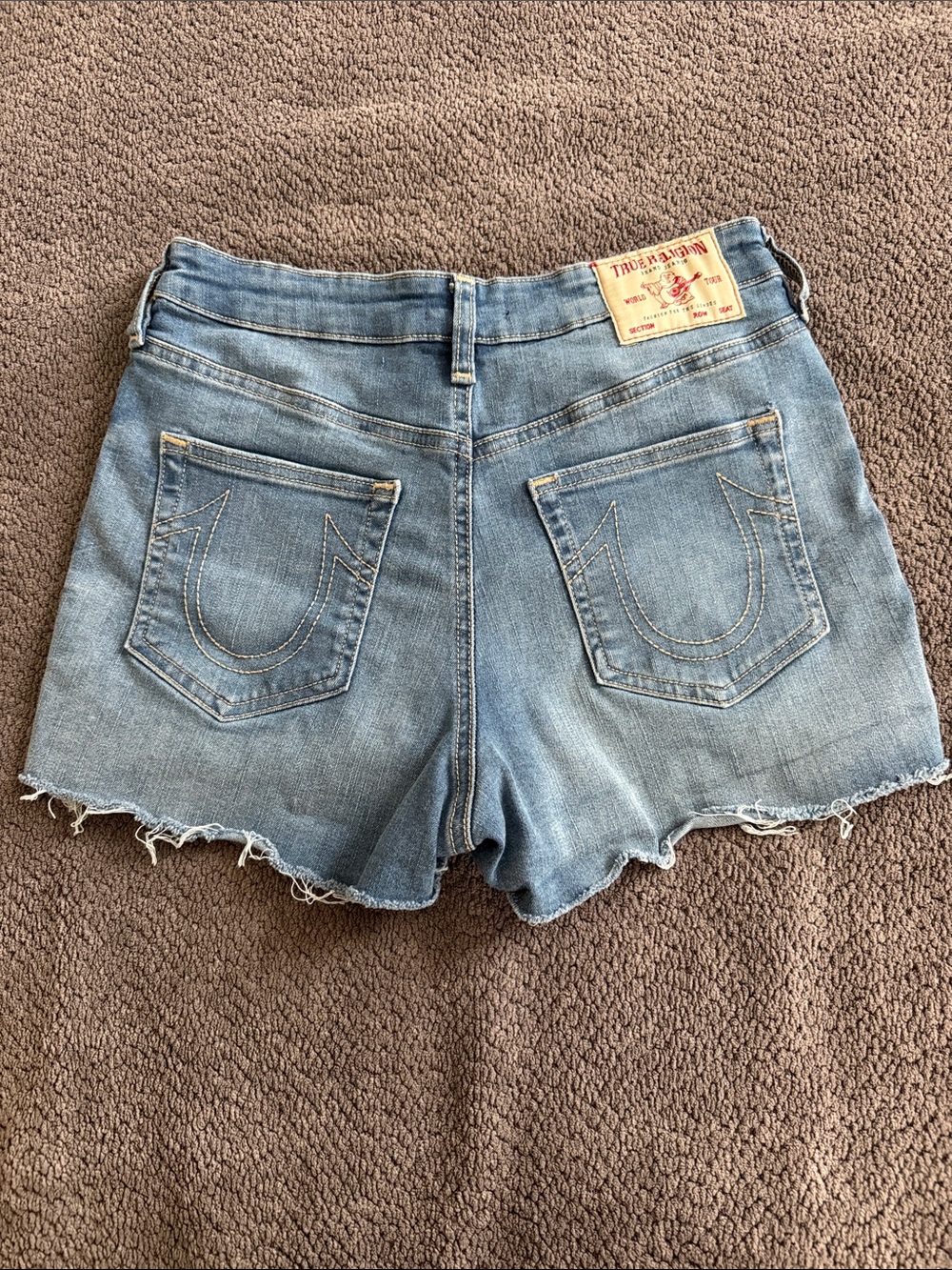 True Religion Light Wash Denim Cutoff Shorts